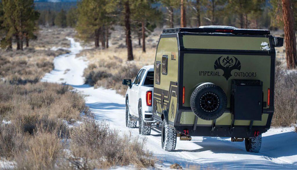 Driving along the snowy path with the X145.