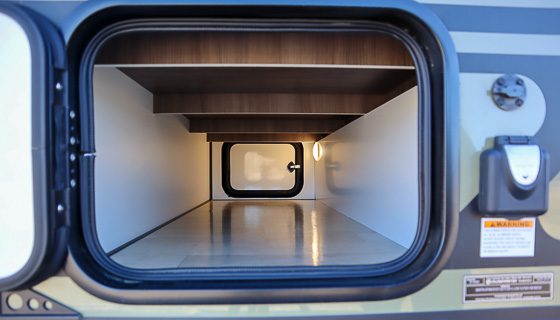 Pass through storage compartment on the Imperial Outdoors Xplore Series.