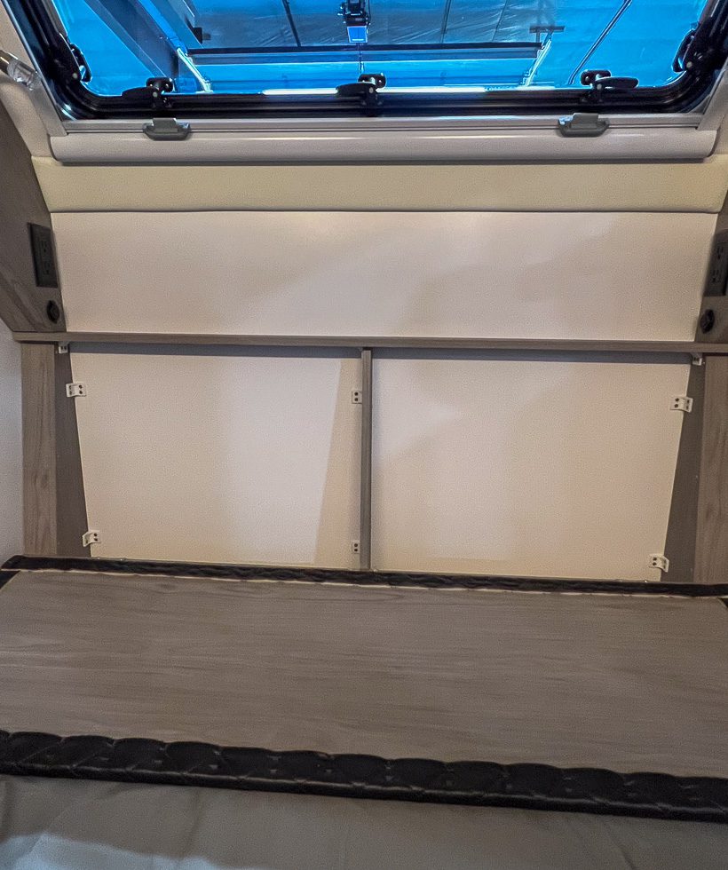 Additional storage in the front head board of the Imperial Outdoors OB120.