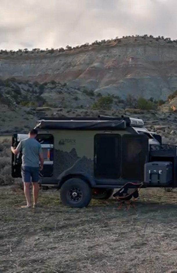 Setting up base camp near the base of the Grand Canyon.