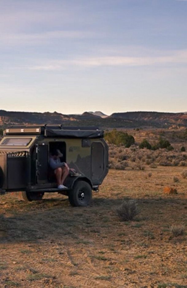 Imperial Outdoors OB120 parking in the desert of Arizona.