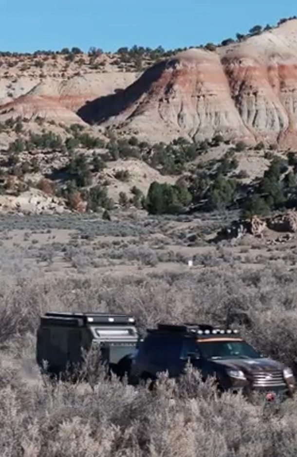 OB120 traveling in the desert plains of Utah.
