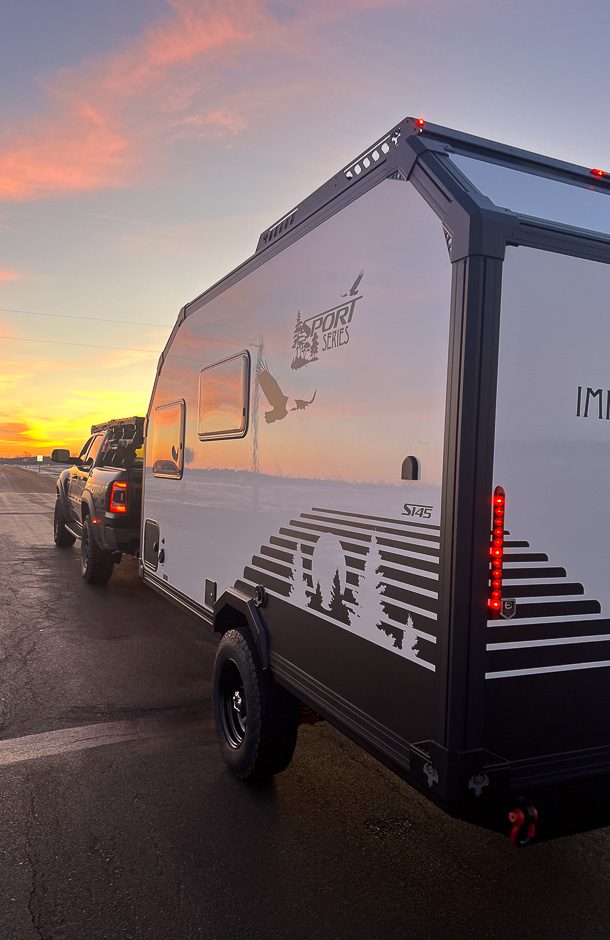 Imperial Outdoors S145 traveling towards the sunset.