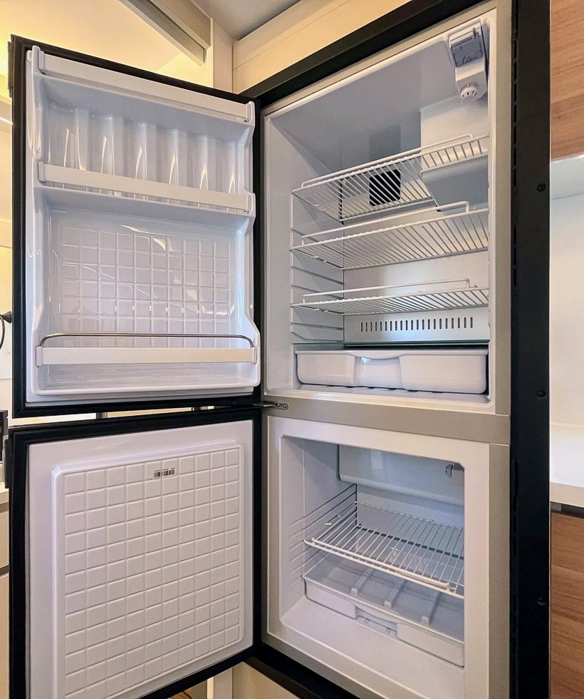 Large 12v fridge and freezer from Indel Webasto in the Imperial Outdoors S195.