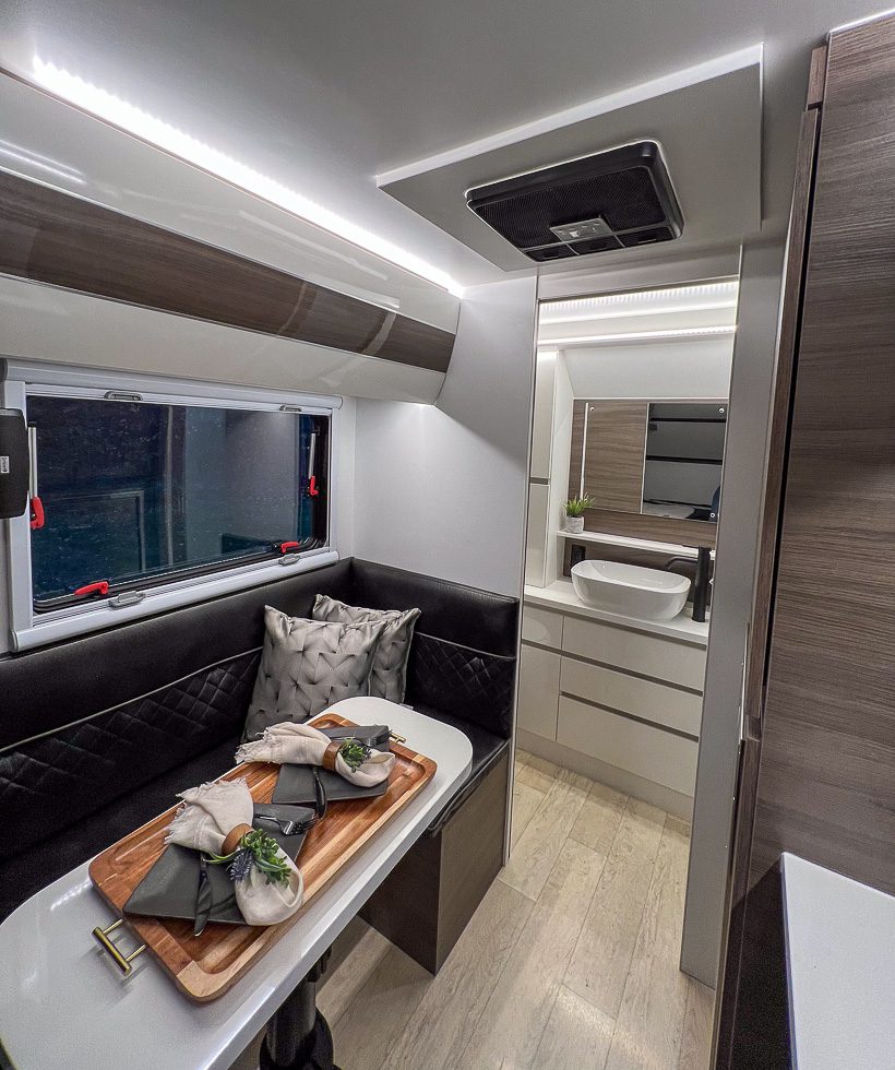 Dinette booth in the X145 from Imperial Outdoors.