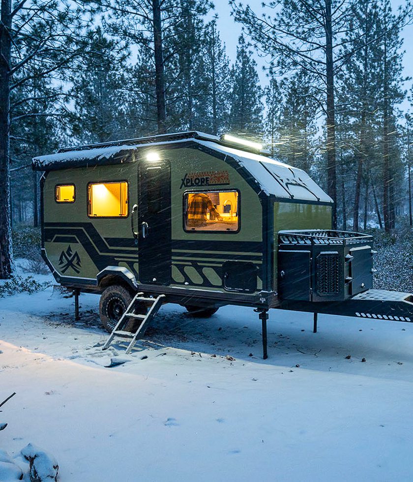 Winter camping in a weather storm while staying warm in the X145 from Imperial Outdoors.