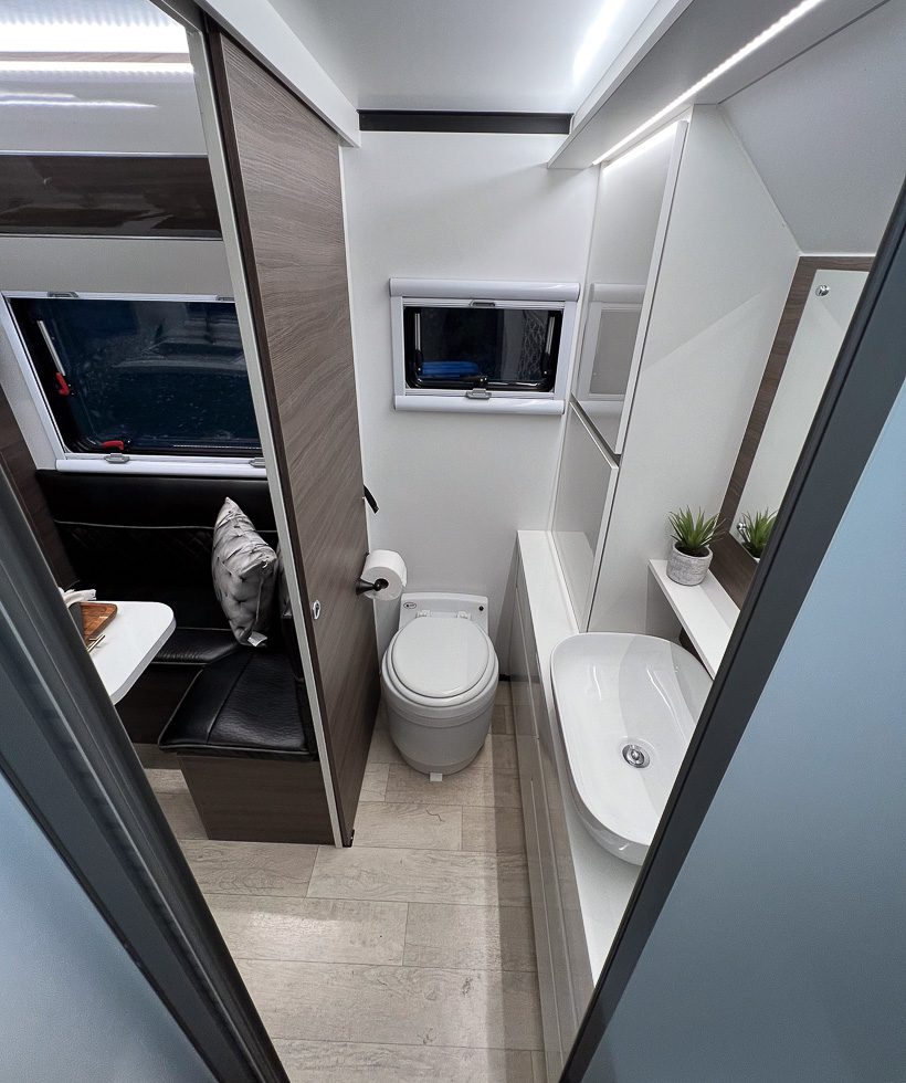 Dry flush toilet in the X145 from Imperial Outdoors.