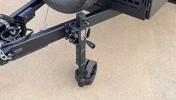 ARK tongue jack on front of OB120 from Imperial Outdoors.