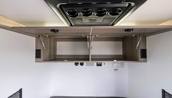 Upper cabinets in the center of the OB120 from Imperial Outdoors.