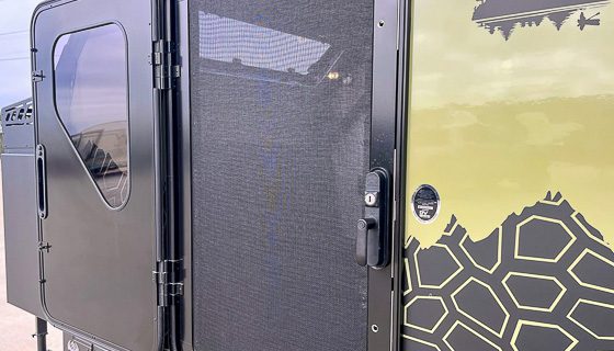 Imperial Outdoors OB120 entry door with heavy duty screen door.