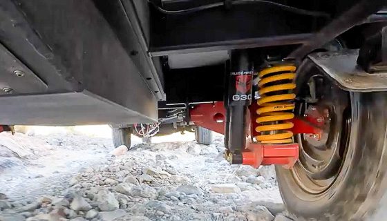 Cruisemaster CRS suspension crawling over a rocky trail on the OB120 from Imperial Outdoors.