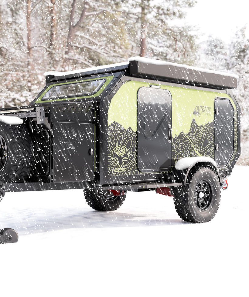 Imperial Outdoors Outback Series OB120 camping in a winter storm.
