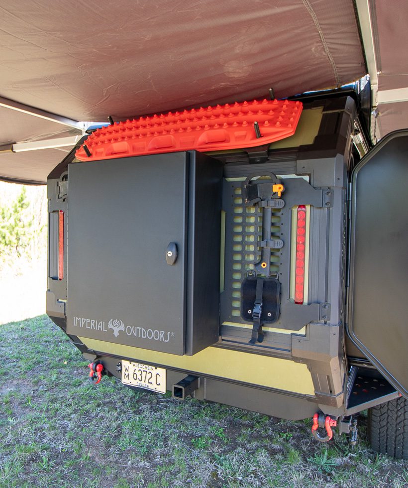 Rear accessories for all your off grid camping needs on the Imperial Outdoors Outback OB120.