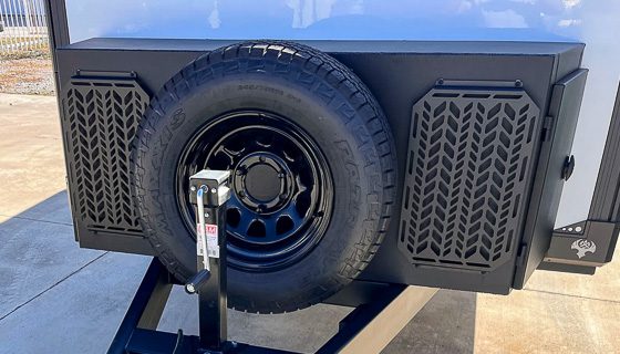 Front box with spare tire and molle boards attached on the Imperial Outdoors Sport Series.