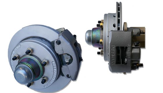 Off road disc brakes installed on the Imperial Outdoors Xplore Series RV.