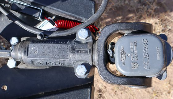 Cruisemaster Articulating D045 hitch on the Imperial Outdoors X145 off road camper.