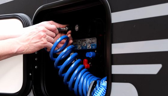 The Nautilus system installed on the Imperial Outdoors Xplore Series camper to offer outside water.