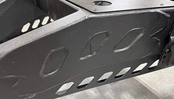 Imperial Outdoors X145 re-enforced steel chassis with black powder coat.